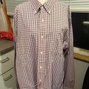 American Living Men's Red and Blue Checkered Shirt
